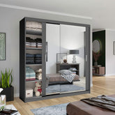 Chicago Grey Wardrobe with Sliding & Mirror Doors - Fast UK Delivery